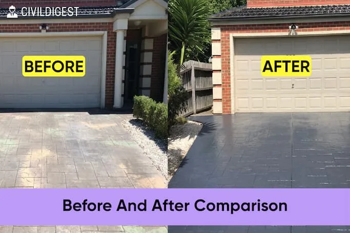 Before And After applying concrete sealers